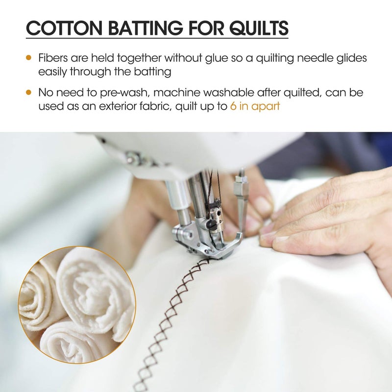 Zipcase 90 Inches X 108 Inches Queen Size Warm Soft Natural Cotton Batting for Quilts Quilting & Craft - Image 4